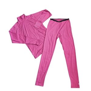 DUOFOLD 2-Pc Set Thermal Base Layer Set Pants + Top Women Size Medium Pink